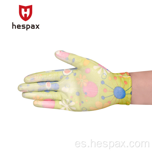 Hespax Women 13G Guantes de jardinería Pu Palm bañado